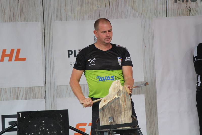 Mistrovství ČR dřevorubecké soutěže Stihl Timbersports v Plzni 2021.