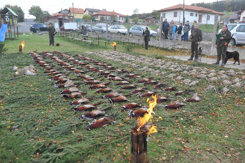 Tradiční hon na bažanty uspořádali na sklonku října myslivci z Mysliveckého sdružení (MS) Svatý Jan. 