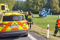Vrtulník řidiče transportoval do plzeňské fakultní nemocnice.