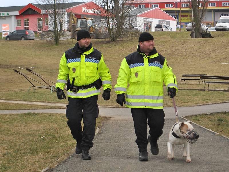 Městská policie Příbram, psovodi v Brodské ulici.