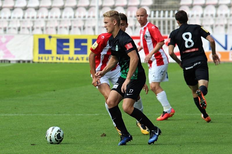 Viktorka Žižkov a 1.FK Příbram, výsledek 1:1, branku dal Zoran Danoski. Příbram se nejprve ujala vedení hosté vzápětí srovnali. Foto: Antonín Vydra