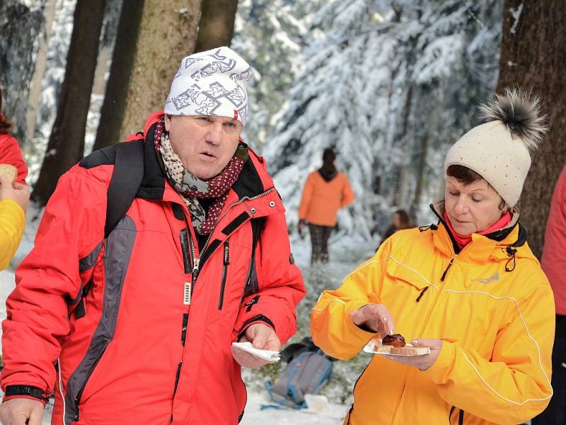 Výstup na Prahu 2016. Pěšky, s kočárkem i na saních. Tak v sobotu lidé zdolávali výstup na „Pražák". Brdský vrchol u Nepomuka si potřinácté vyšláplo více než dva tisíce nadšenců.