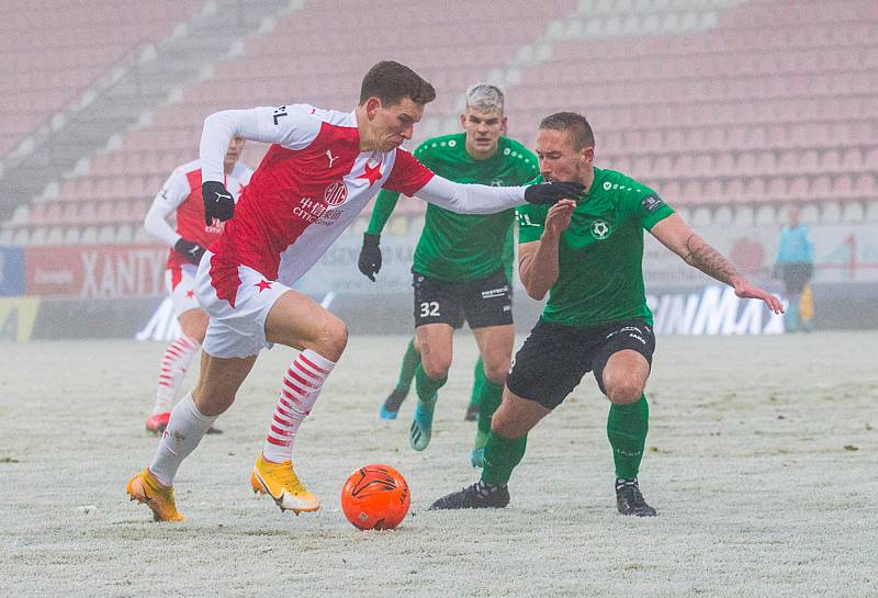 Ze zápasu 18. kola FORTUNA:LIGY 2020/2021 1. FK Příbram - SK Slavia Praha.