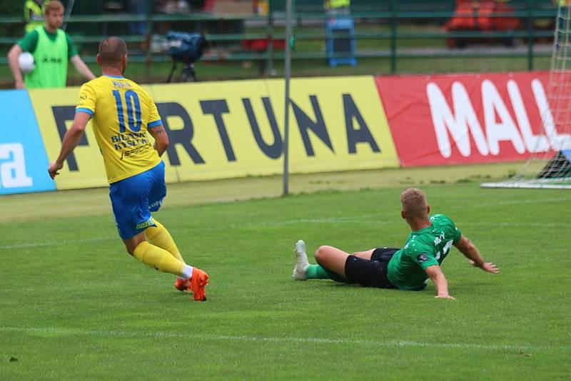 Ze zápasu úvodního kola FORTUNA:LIGY 2020/2021 1. FK Příbram - FK Teplice 1:3.