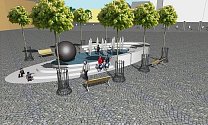Návrh Svatohorské fontány, která by měla být mezi kostelem svatého Jakuba a úřadem práce