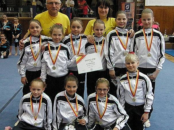 TeamGym Sokol Příbram, kat. I. na závodech na Vyšehradě.