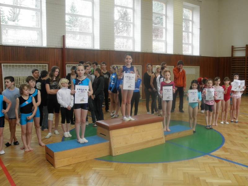 V tělocvičně ZŠ 28. října se konalo okresní kolo základních škol ve sportovní gymnastice.