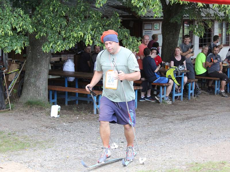 V ulicích obce Obecnice se soutěžilo v lyžování. I letos se našla v obci řada zájemců o účast v zábavném závodu na lyžích ulicemi Obecnice..