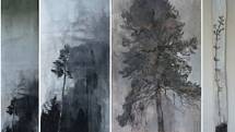 Obraz s názvem Noční stromy od výtvarnice Anny Krajčové.