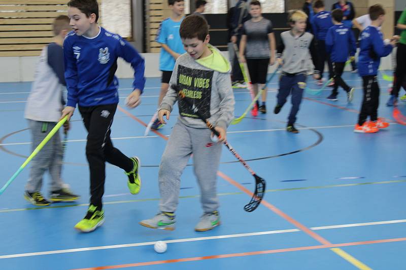 Pásku k nové hrací ploše stříhali společně zástupci města a sportovních spolků, architekt projektu, lidé ze zhotovitelské firmy a zástupci dobříšské společnosti Dokas.