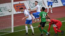 Utkání 23. kola první fotbalové ligy: FC Baník Ostrava – 1. FK Příbram, 13. března 2021 v Ostravě. (vlevo) Ondřej Šašinka z Ostravy dává gól.