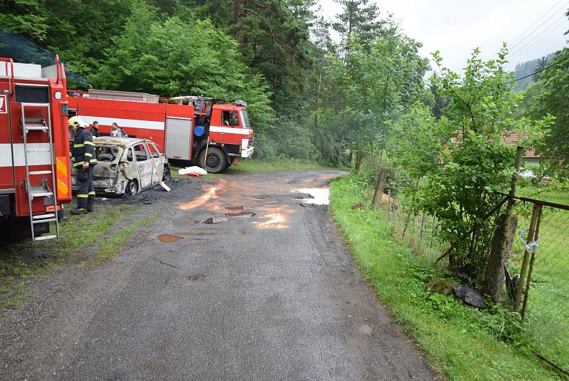 K požáru osobního auta na Příbramsku vyjely tři jednotky