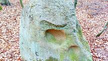 Tajemný kámen s okem na vrcholku Pivovarské hory.