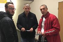 Trenérský štáb A mužstva HC Příbram. Zleva: Miroslav Hájek (asistent trenéra), Pavel Marek (asistent trenéra), Jan Tlačil (hlavní trenér).