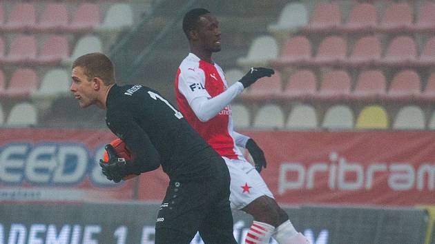 Brankář Příbrami Martin Melichar v zápase proti Slavii Praha.