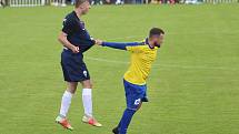 Fotbalová příprava: SK Rakovník (ve žlutém) - SK Benešov 0:1. Hosté byli o něco lepší a zaslouženě vyhráli.