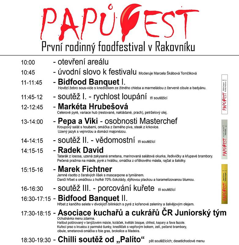 Program foodfestivalu Papůfest.