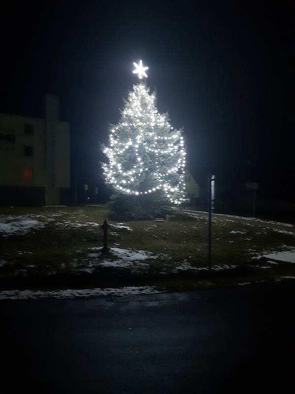 Vánoční strom v obci Hořesedly.