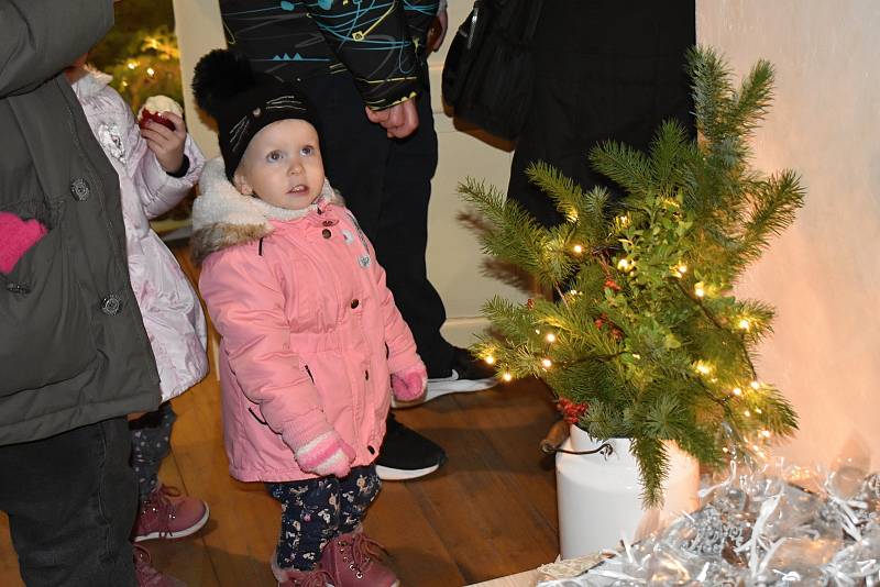 Ze slavnostního zahájení výstavy Modrobílé Vánoce v roubence Lechnýřovně.