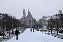 První novoroční sníh v Rakovníku.
