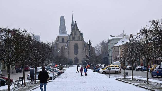 První novoroční sníh v Rakovníku.