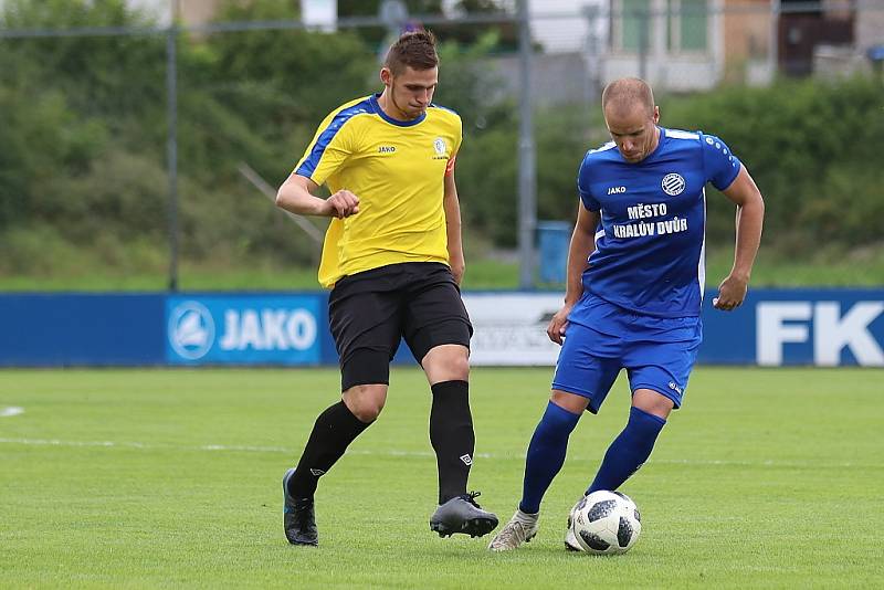 Z fotbalového utkání České fotbalové ligy Králův Dvůr - SK Rakovník (3:1)