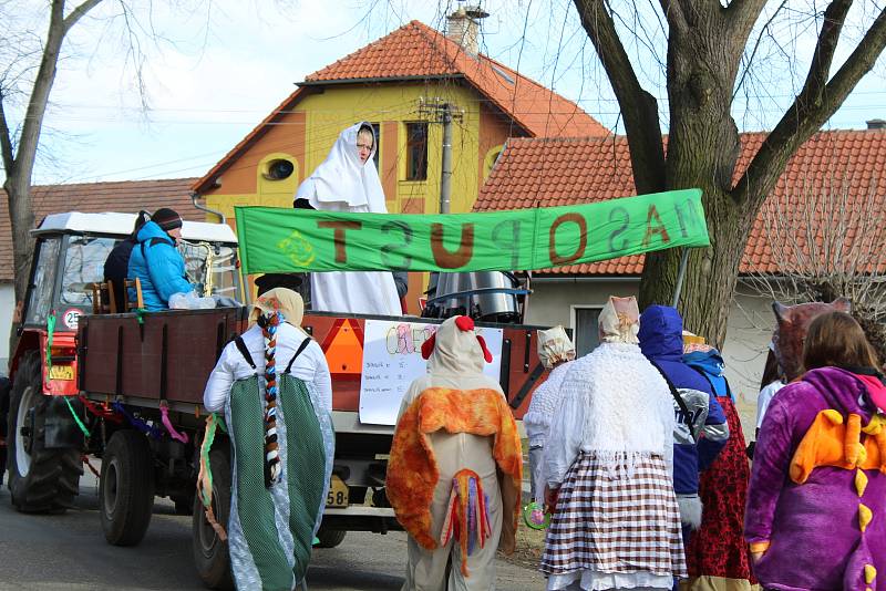 V sobotu odpoledne prošel Kolešovicemi masopustní průvod. Doprovázela ho kapela na povoze a místním nechyběla dobrá nálada.