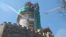 Oprava Velké válcové věže  na hradě Křivoklátě