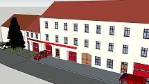 Studie rekonstrukce hasičské stanice v Novém Strašecí.