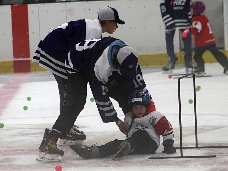 Týden hokeje na rakovnickém zimním stadionu přilákal 22 začínajících bruslařů včetně tří holčiček.