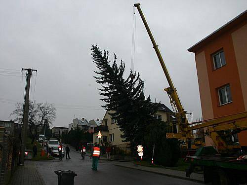 Stavění vánočního stromu Rakovník 2010