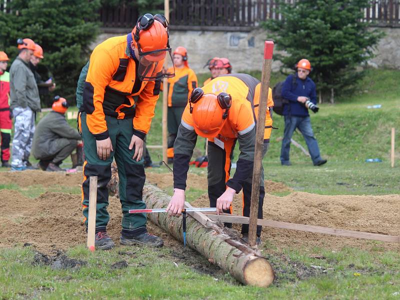 Mladí dřevorubci ze šesti zemí bojovali o titul mistra ČR v soutěži Dřevorubec junior ve Střední lesnické škole a učilišti Písky u Křivoklátu