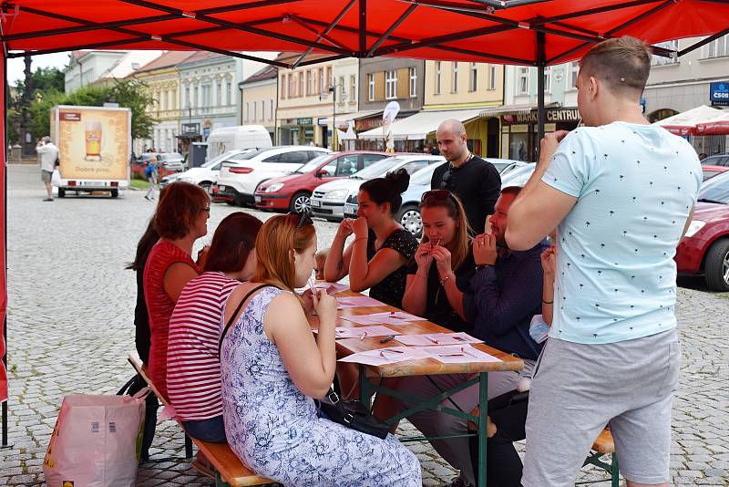 Z náboru dárců kostní dřeně na rakovnickém náměstí.