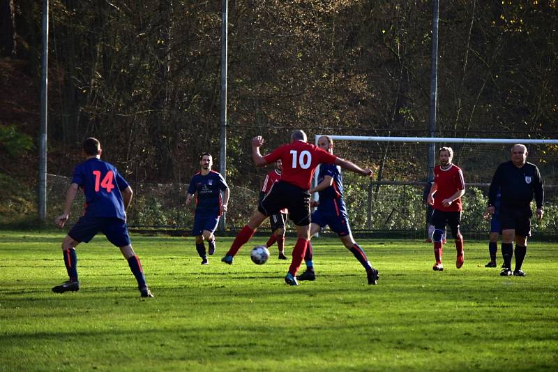 Okresní přebor: Městečko (v modrém) trochu překvapivě doma padlo s Jesenicí 2:4.