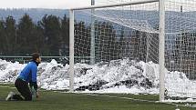 Divizní fotbalisté Tatranu Rakovník (v zeleném) vyhráli v přípravném utkání nad celkem Dobříše jasně 5:2.