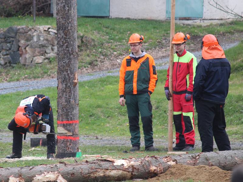 Mladí dřevorubci ze šesti zemí bojovali o titul mistra ČR v soutěži Dřevorubec junior ve Střední lesnické škole a učilišti Písky u Křivoklátu