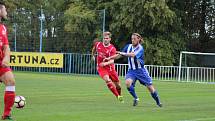 Fotbalisté Nového Strašecí (v modrobílém) porazili na svém hřišti Velim 2:1.