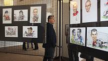 Slavnostní zahájení výstavy karikatur, kreseb a ilustrací Milana Kounovského v Městské galerii Viktora Olivy Nové Strašecí.