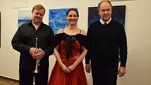 Koncert trojice hudebníků Štruplová, Laštovka, Roubal v Heroldově síni Rabasovy galerie v Rakovníku.