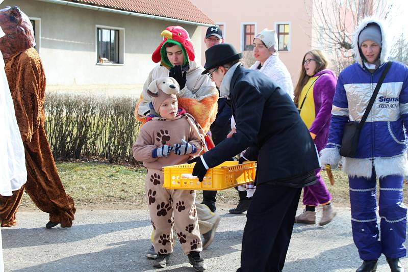 V sobotu odpoledne prošel Kolešovicemi masopustní průvod. Doprovázela ho kapela na povoze a místním nechyběla dobrá nálada.