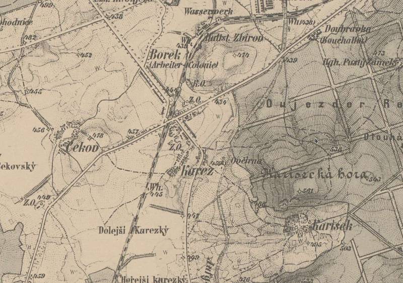 Kařez a okolí v letech 1869-1887.