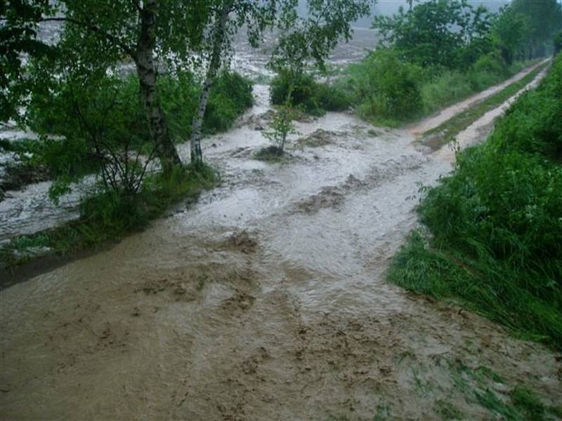 Ve Zbiroze to vypadalo v úterý odpoledne obdobně. Valící se voda a bahno z polí zaplavilo Bezručovu a Švabínskou ulici. Zasahovat musely čtyři hasičské sbory včetně profesionálů z Rokycan.