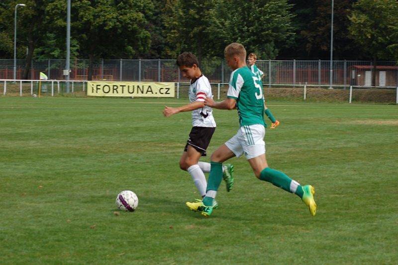 První ligový zápas starších žáků FC Rokycany U15. 