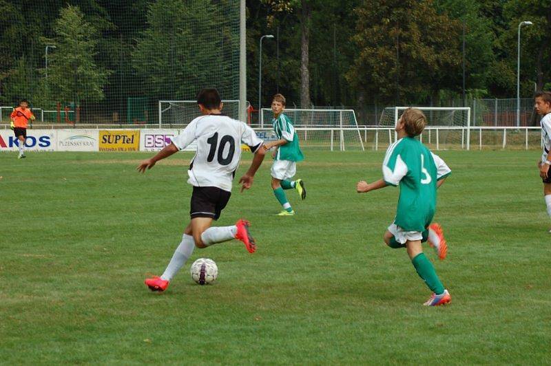 První ligový zápas starších žáků FC Rokycany U15. 