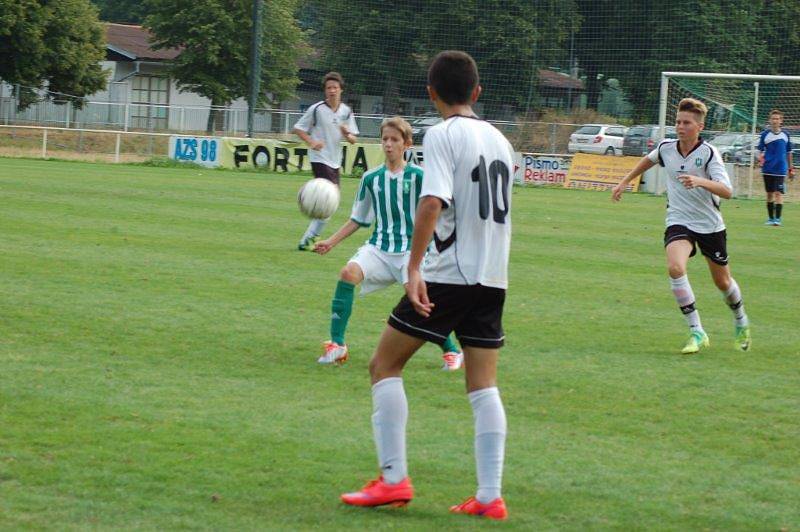 První ligový zápas starších žáků FC Rokycany U15. 