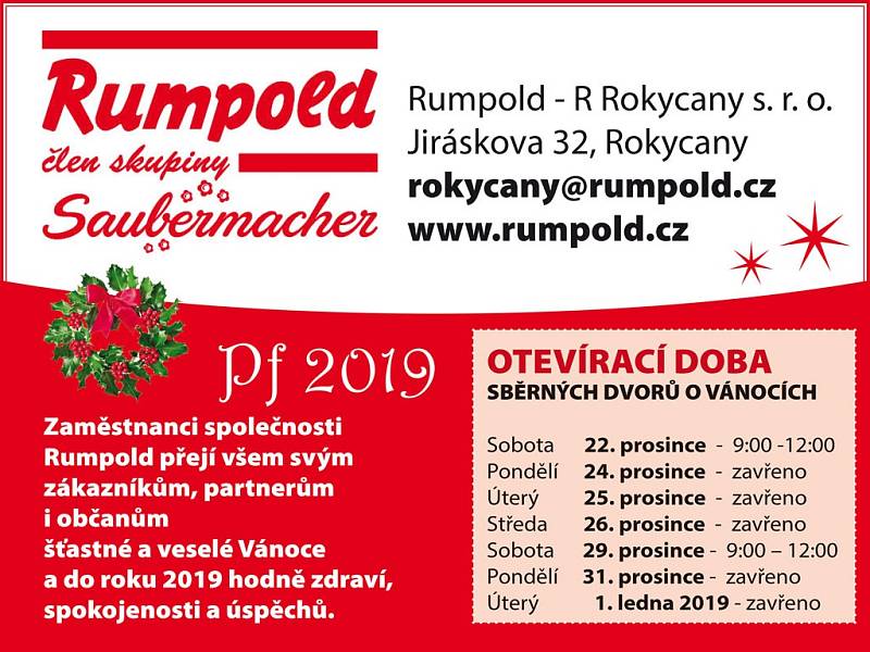 RUMPOLD ROKYCANY - Otevírací doba sběrných dvorů během vánočních svátků