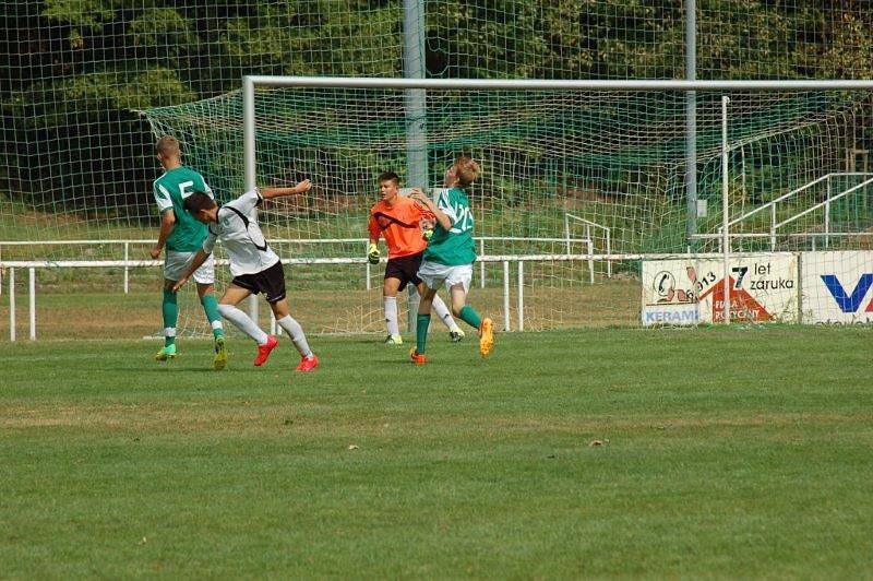 První ligový zápas starších žáků FC Rokycany U15. 