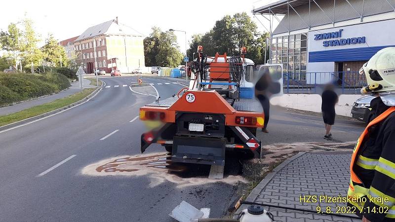 Rokycanští hasiči vyjeli ráno k nevšední kolizi. Foto HZS