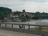 Rekonstrukce mostu v Týně nad Vltavou. Červenec 2023.