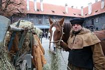 V Českém Krumlově se 2. listopadu natáčel německý historický film o reformátorovi Martinu Lutherovi. Dvoudílný film odvysílá příští rok německá stanice ZDF. Na snímku komparz na hradním nádvoří.